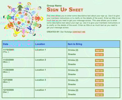 Sunday School class church kids children volunteer sign up